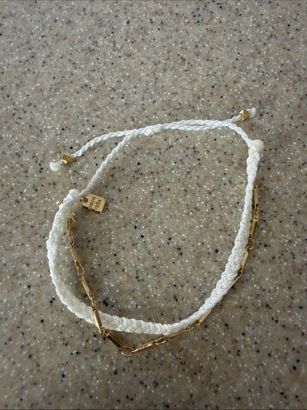 Pura Vida White Braided Cord Bracelet with Gold Chain Accents